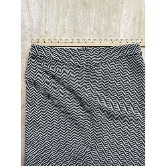 J Crew Wool Skirt Houndstooth Black White Knee Length Sz 6 Lined Academia Preppy - Picture 5 of 5